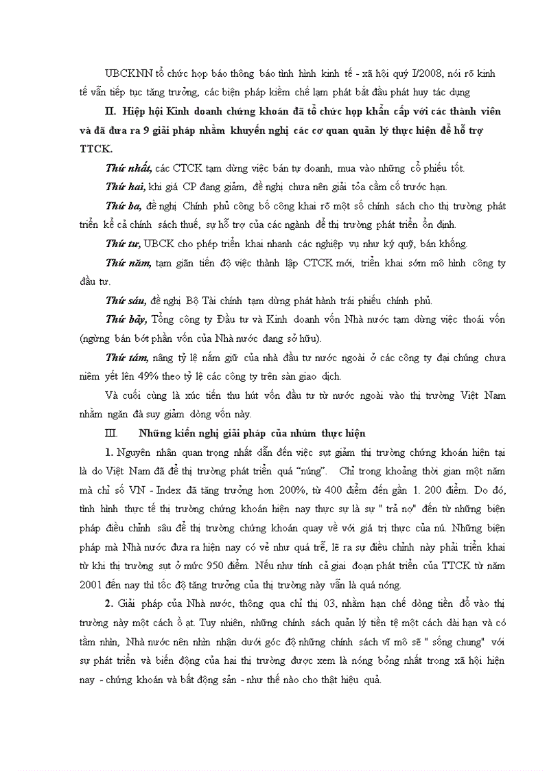 Giải pháp phát triển thị trường chứng khoán Việt Nam sau đợt suy giảm cuối năm 2007 đầu 2008 đứng trên giác độ các chủ thể kinh tế tham gia vào thị trường 1