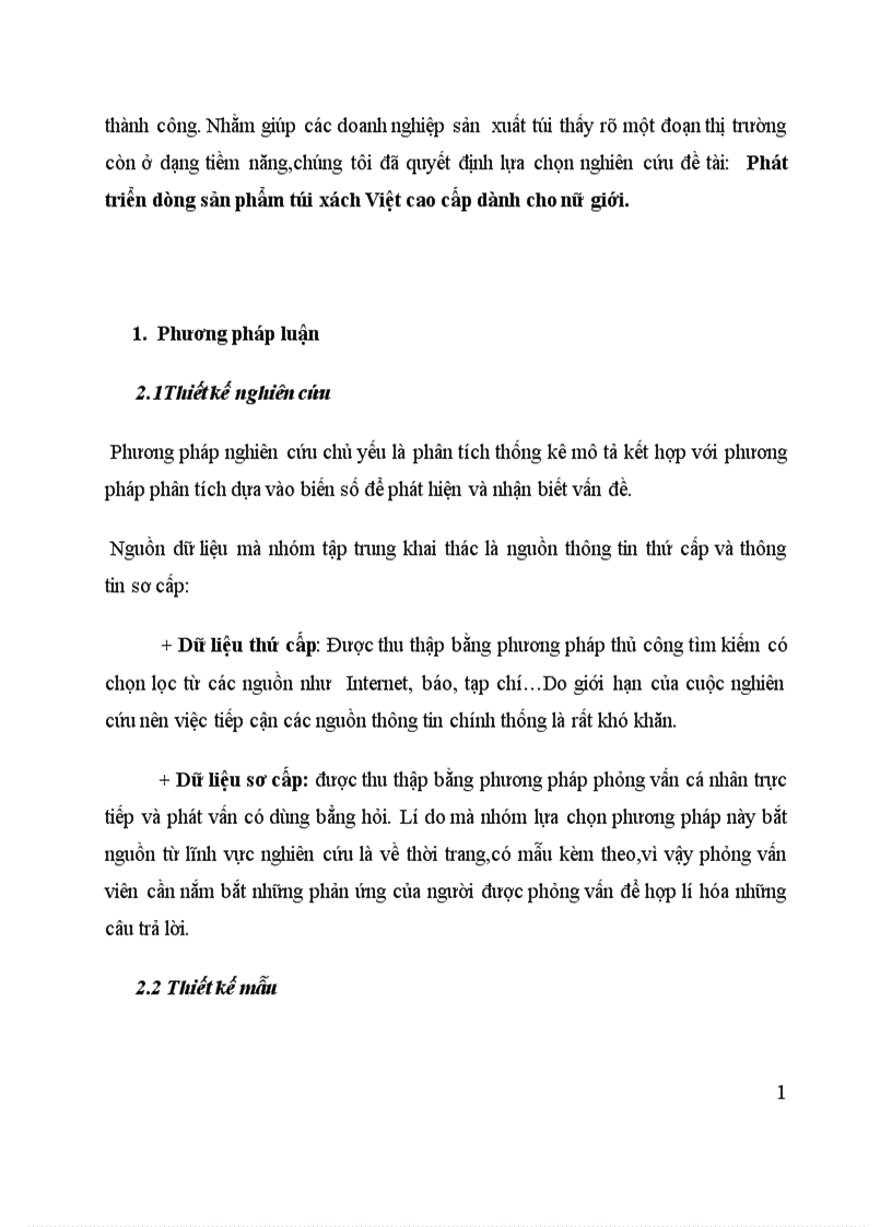 image for page Phát triển dòng sản phẩm túi xách Việt cao cấp dành cho nữ giới