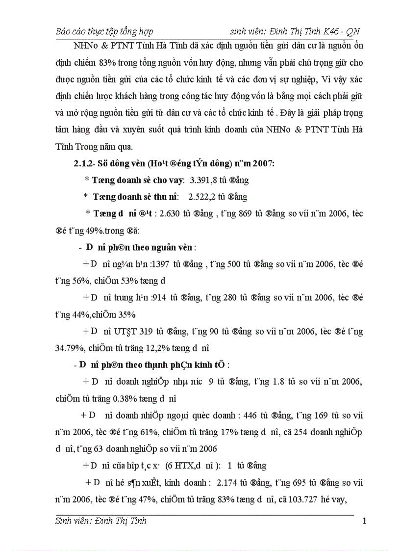 image for page Báo cáo thực tập tại NHNo PTNT tỉnh Hà Tĩnh