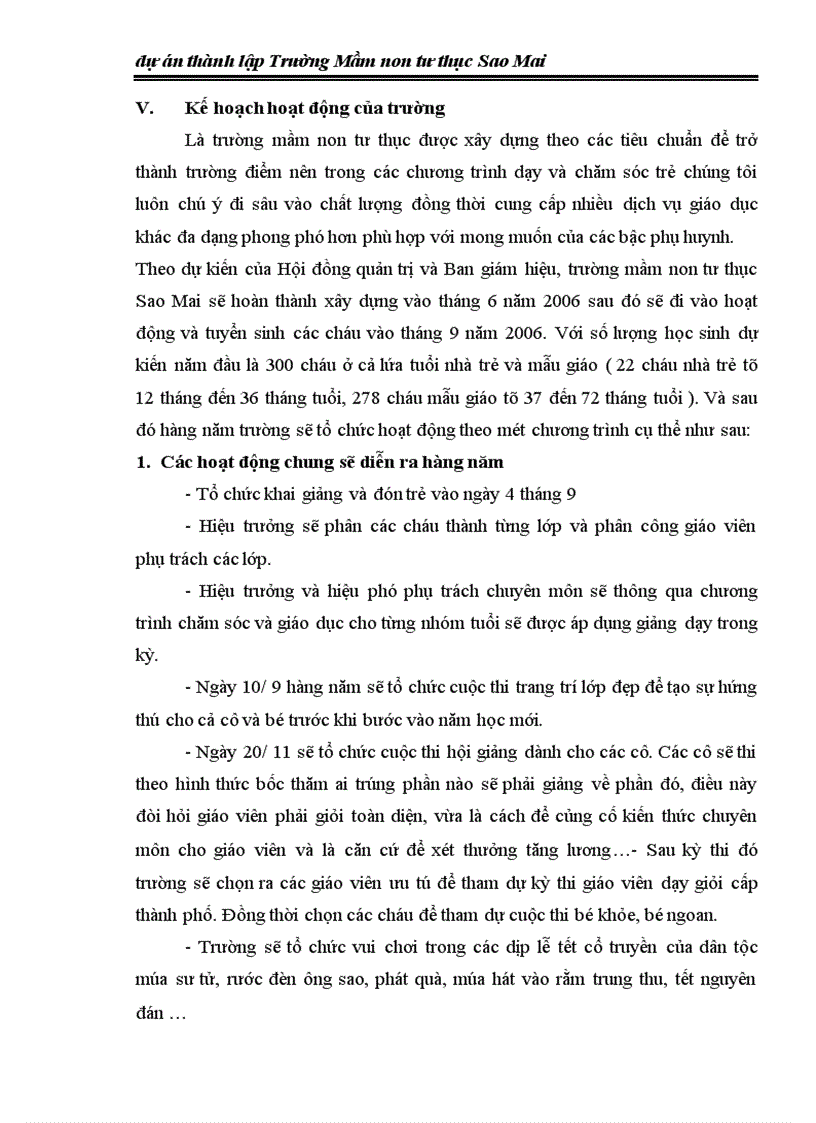 image for page Dự án thành lập Trường Mầm non tư thục Sao Mai 1