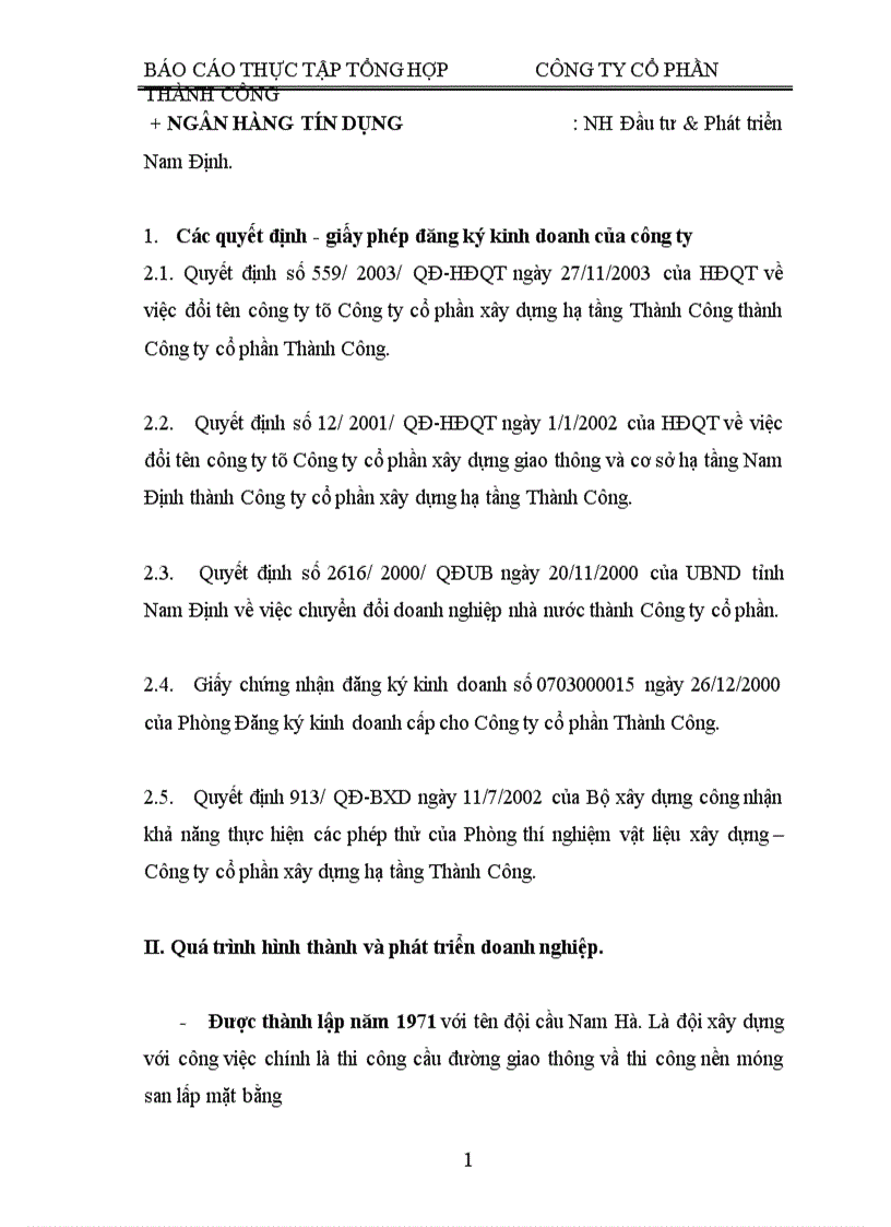 image for page Một số đặc điểm chủ yếu của công ty cổ phần Thành Công hud tasco