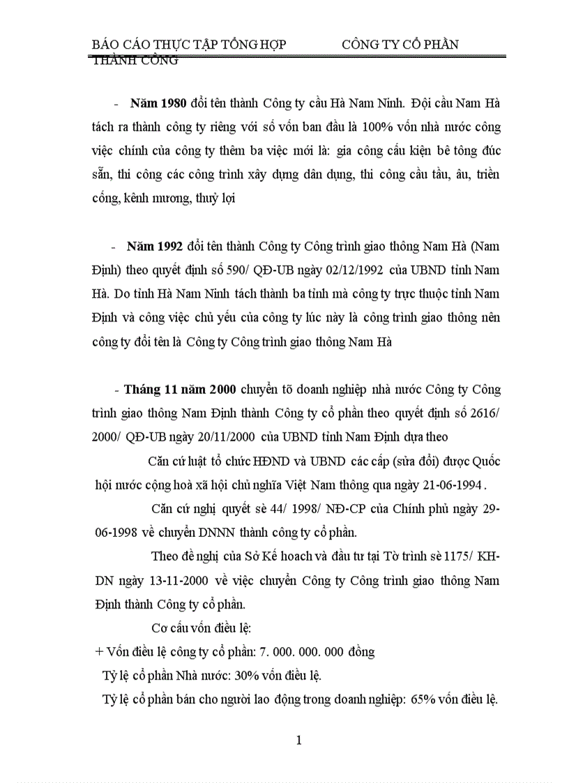 image for page Một số đặc điểm chủ yếu của công ty cổ phần Thành Công hud tasco