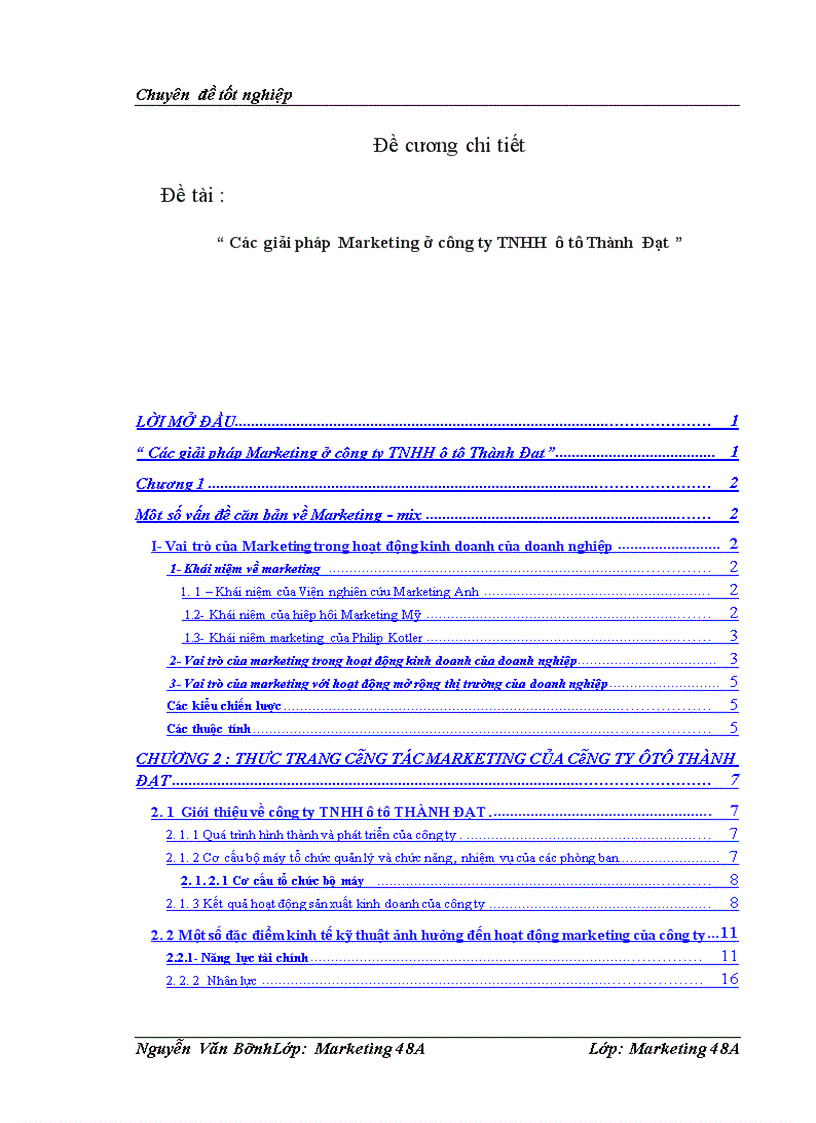 image for page Các giải pháp Marketing ở công ty TNHH ô tô Thành Đạt 1