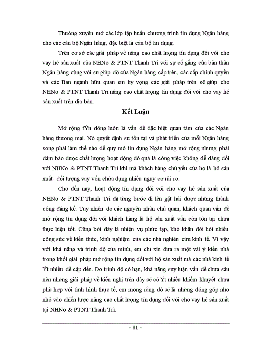 image for page Giải pháp nhằm mở rộng tín dụng đối với hộ sản xuất tại NHNo PTNT Thanh Trì 1