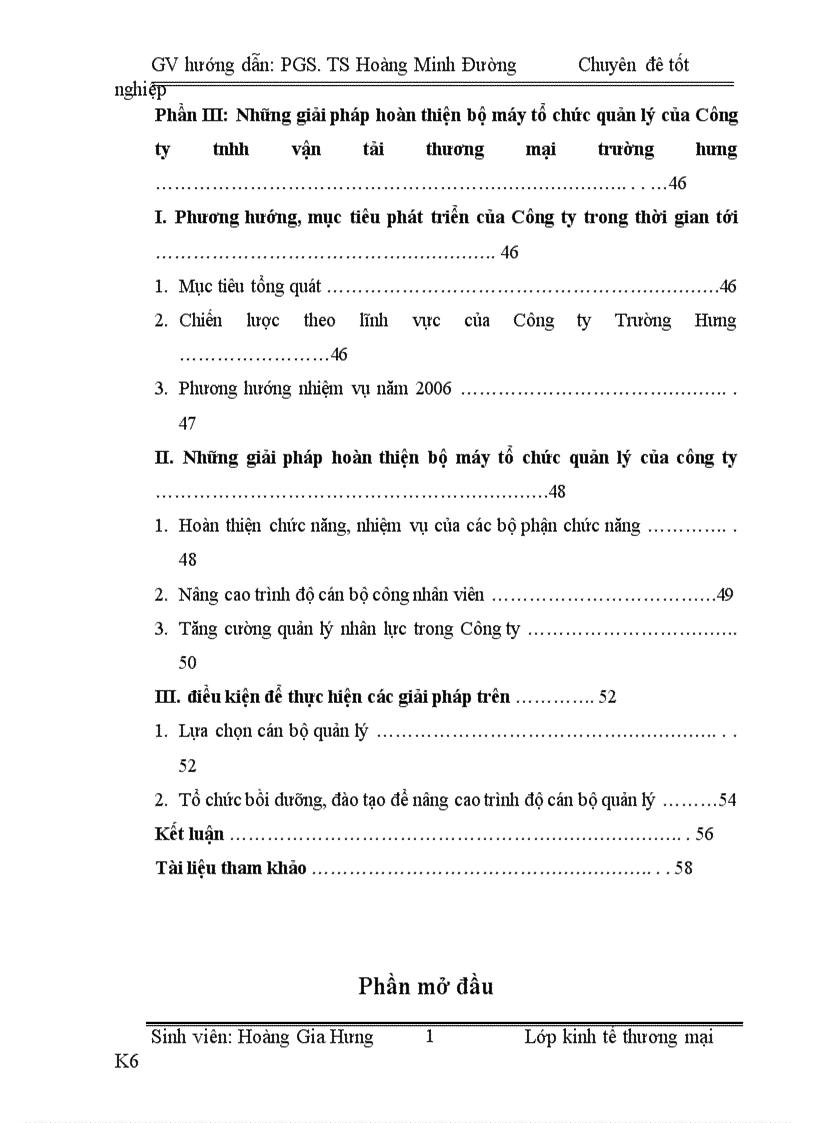 image for page Hoàn thiện tổ chức quản lý của Công ty TNHH Vận Tải Thương Mại Trường Hưng