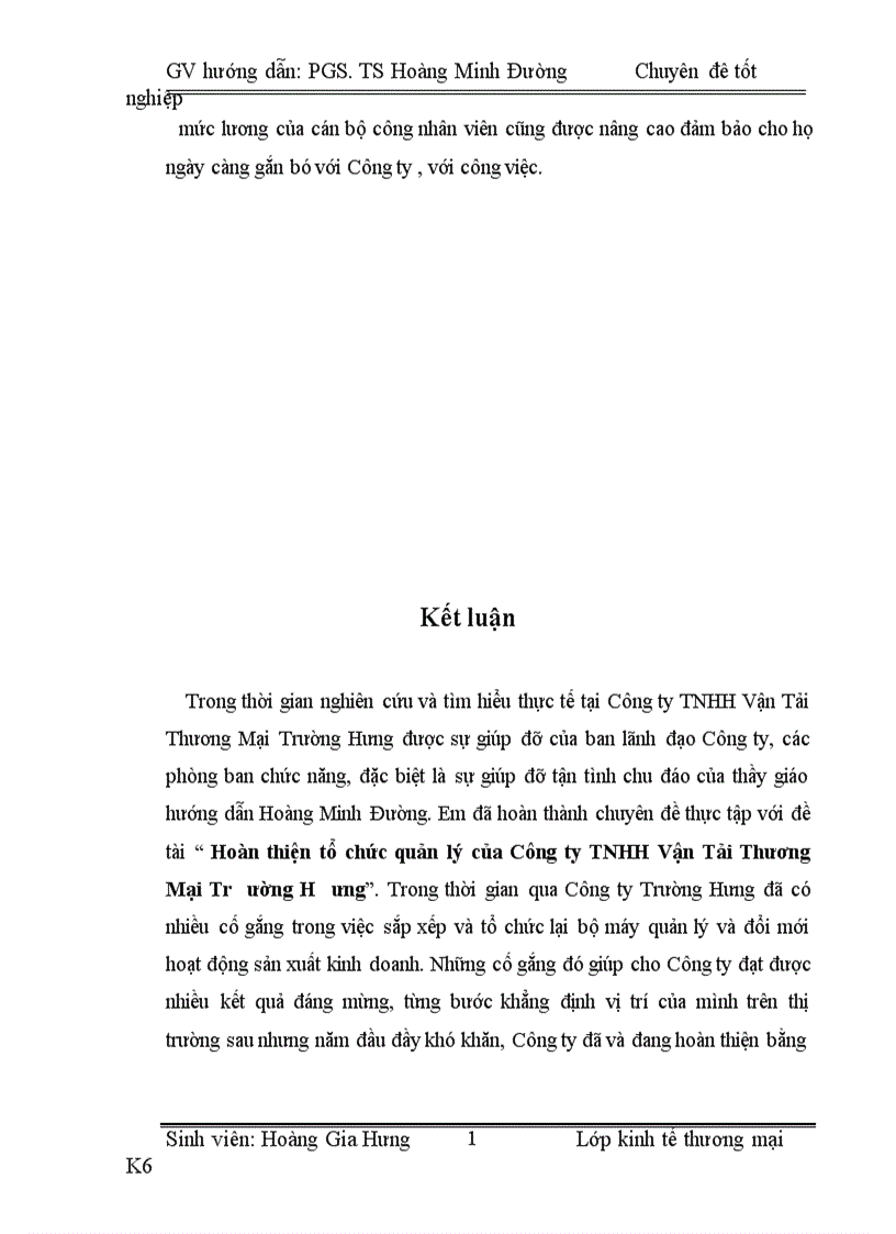 image for page Hoàn thiện tổ chức quản lý của Công ty TNHH Vận Tải Thương Mại Trường Hưng