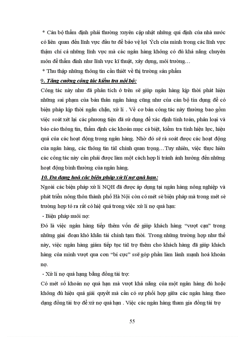 image for page Ngăn ngừa và xử lí nợ quá hạn tại Ngân hàng Nông Nghiệp và Phát Triển Nông Thôn Hà Nội 1