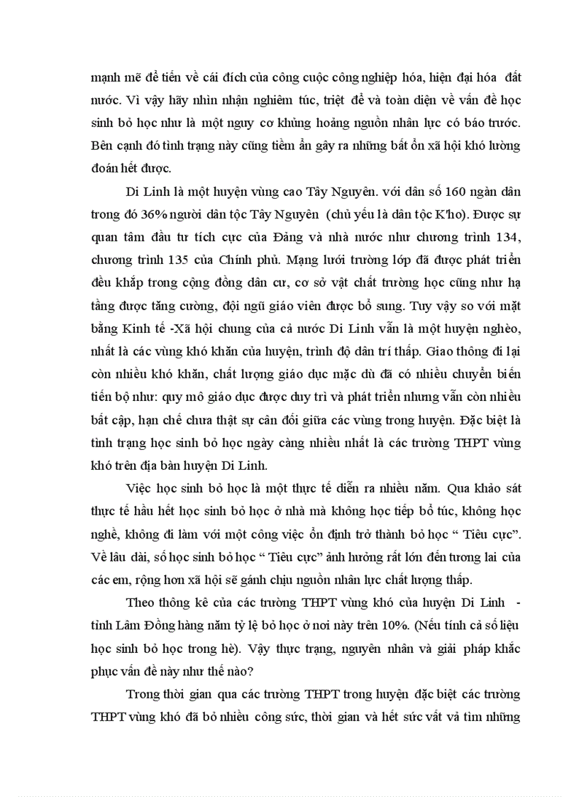 image for page Biện pháp Quản lý của hiệu Trưởng nhằm khắc phục tình trạng học sinh bỏ học ở các trường THPT vùng khó huyện Di Linh 1