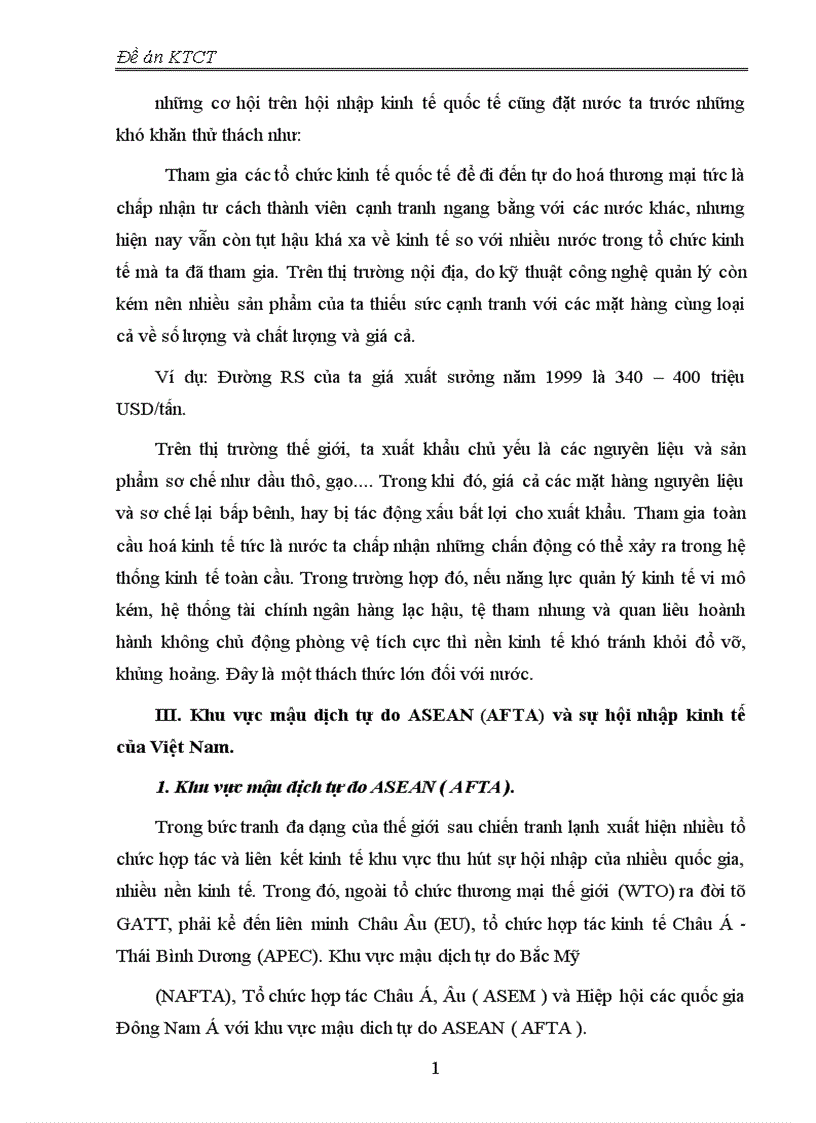 image for page Tiến trình hội nhập AFTA của Việt Nam