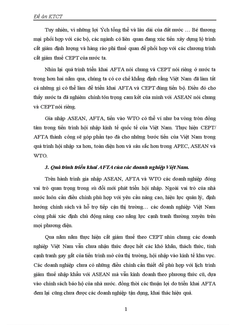 image for page Tiến trình hội nhập AFTA của Việt Nam