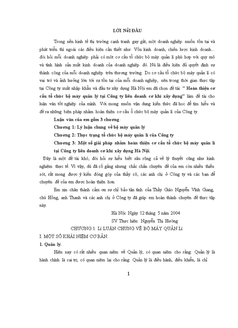 image for page Hoàn thiện cơ cấu tổ chức bộ máy quản lý tại Công ty liên doanh cơ khí xây dựng 1