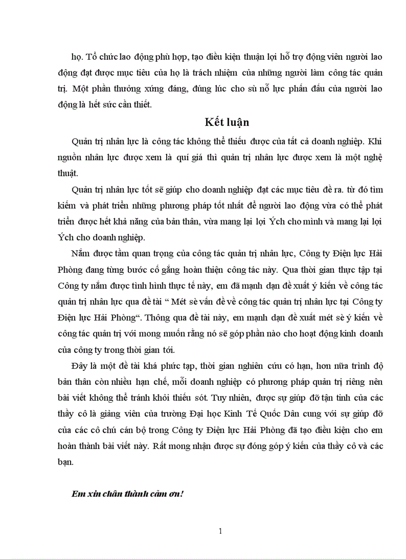 image for page Một số vấn đề về công tác quản trị nhân lực tại Công ty Điện lực Hải Phòng 1