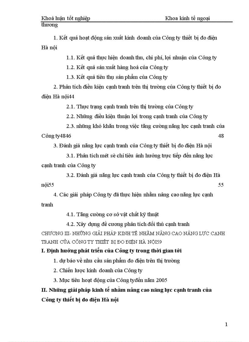 image for page Những giải pháp kinh tế nhằm nâng cao năng lực cạnh tranh của Công ty thiết bị đo điện Hà nội