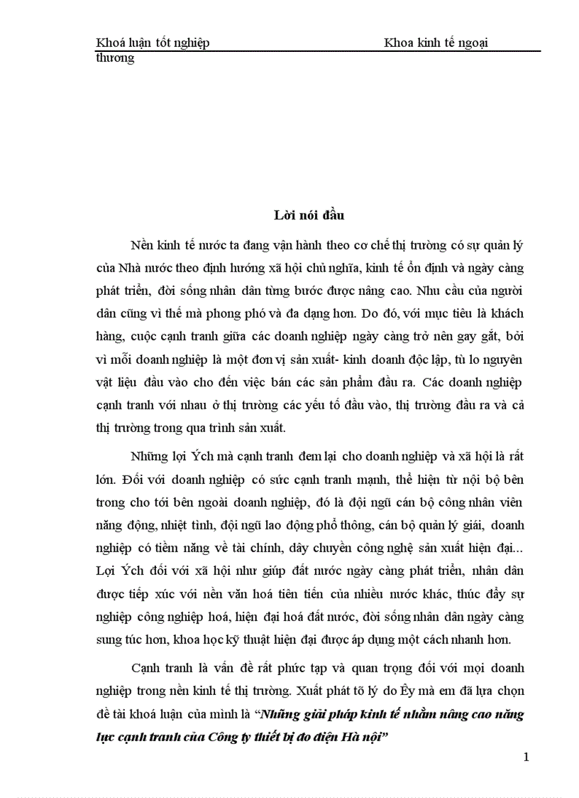 image for page Những giải pháp kinh tế nhằm nâng cao năng lực cạnh tranh của Công ty thiết bị đo điện Hà nội