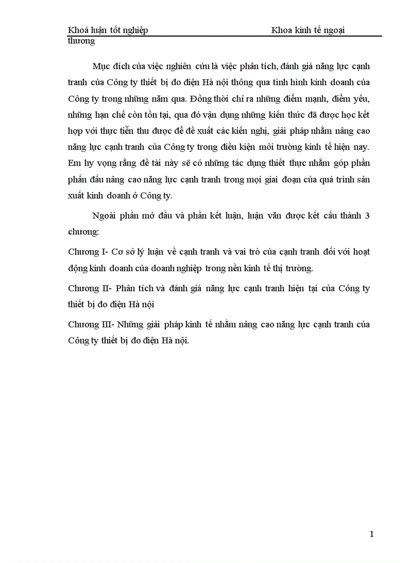 image for page Những giải pháp kinh tế nhằm nâng cao năng lực cạnh tranh của Công ty thiết bị đo điện Hà nội