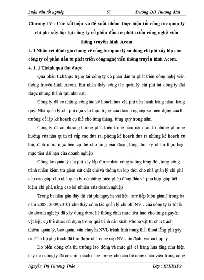 image for page Quản lý chi phí xây lắp tại Công ty cổ phần đầu tư và phát triển công nghệ viễn thông truyền hình Acom