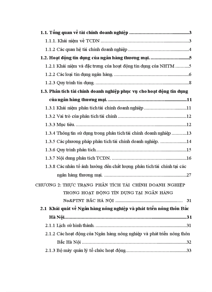 image for page Hoàn thiện công tác phân tích tài chính doanh nghiệp phục vụ cho hoạt động tín dụng tại Ngân hàng nông nghiệp và phát triển nông thôn Bắc Hà Nội 1
