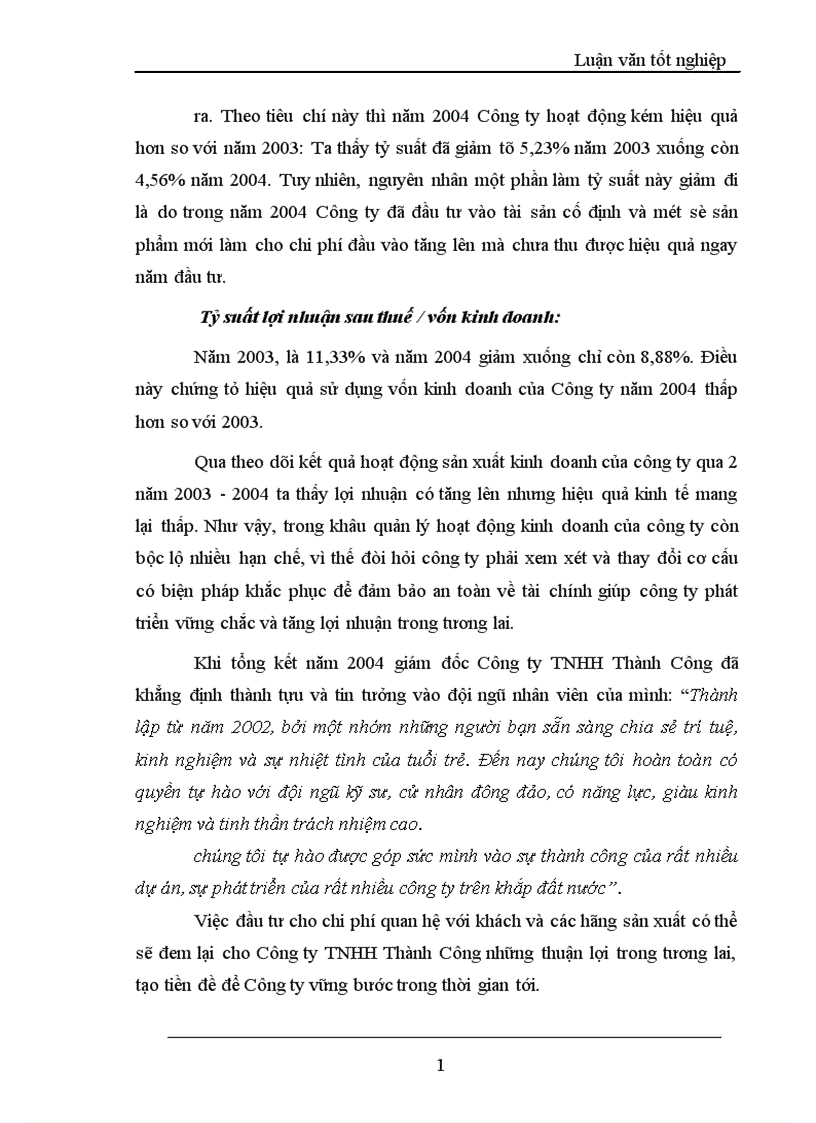 image for page Lợi nhuận và một số giải pháp chủ yếu tăng lợi nhuận tại Công ty TNHH Thành Công 1