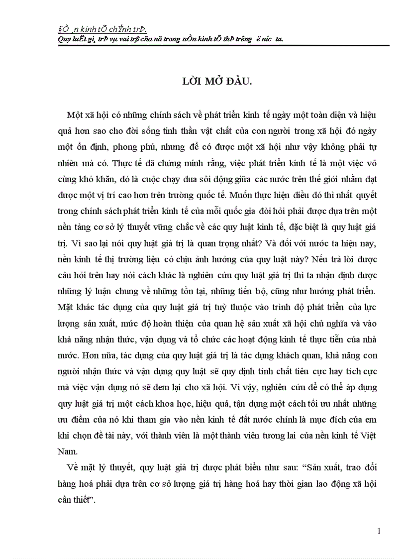 image for page Quy luật giá trị và vai trò của nó trong nền kinh tế thị trường ở nước ta 1