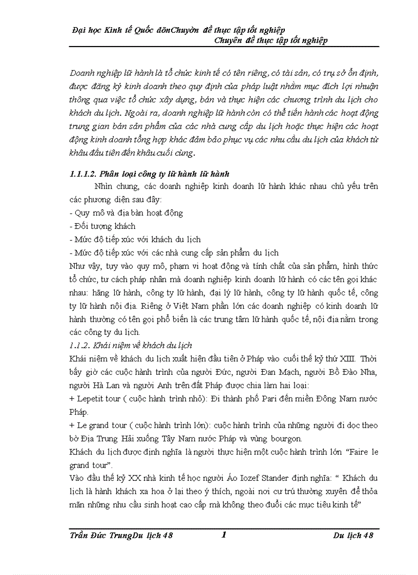 Một số thực trạng và giải pháp thúc đẩy hoạt động kinh doanh lữ hành nội địa tại công ty Lữ hành Hanoitourist 1