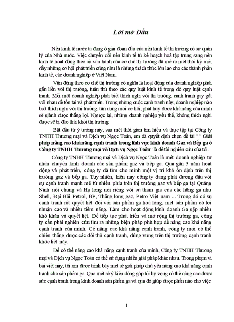 image for page Giải pháp nâng cao khả năng cạnh tranh trong lĩnh vực kinh doanh Gaz và Bếp ga ở Công ty TNHH Thương mại và Dịch vụ Ngọc Toản 1