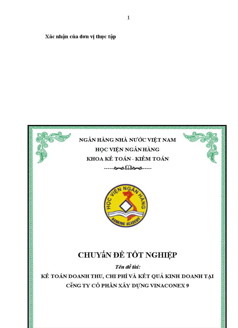 image for page Kế toán doanh thu chi phí và kết quả kinh doanh tại Công ty Cổ phần Xây dựng Vinaconex 9 1