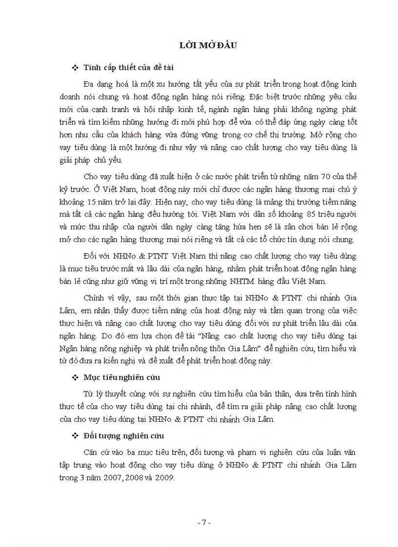 image for page Nâng cao chất lượng cho vay tiêu dùng tại Ngân hàng nông nghiệp và phát triển nông thôn Gia Lâm 1