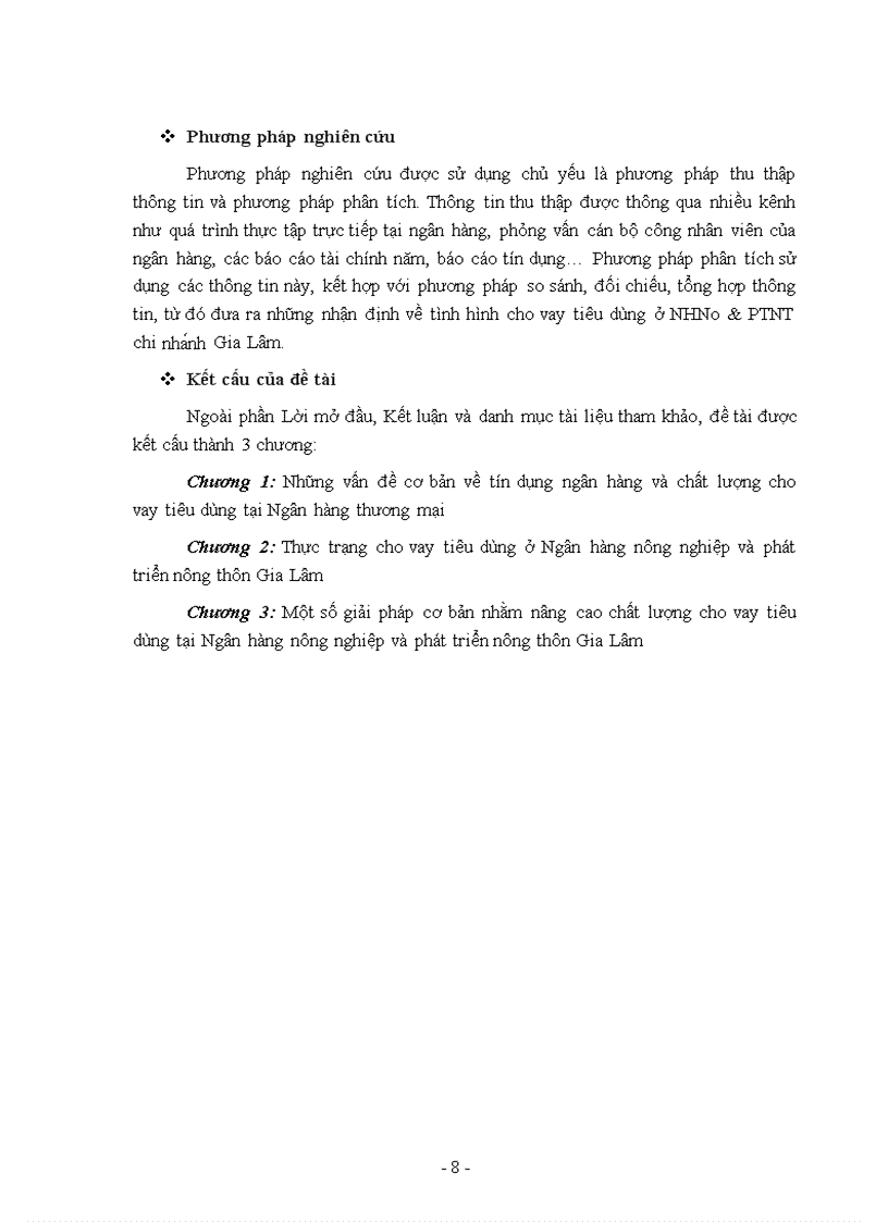image for page Nâng cao chất lượng cho vay tiêu dùng tại Ngân hàng nông nghiệp và phát triển nông thôn Gia Lâm 1