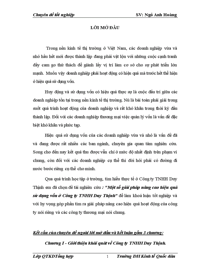image for page Một số giải pháp nâng cao hiệu quả sử dụng vốn ở Công ty TNHH Duy Thịnh 1