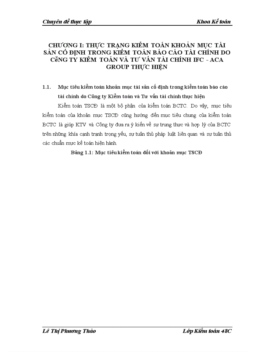 image for page Tìm hiểu kiểm toán khoản mục tài sản cố định trong kiểm toán báo cáo tài chính do công ty kiểm toán và tư vấn tài chính ifc aca group thực hIỆN 1