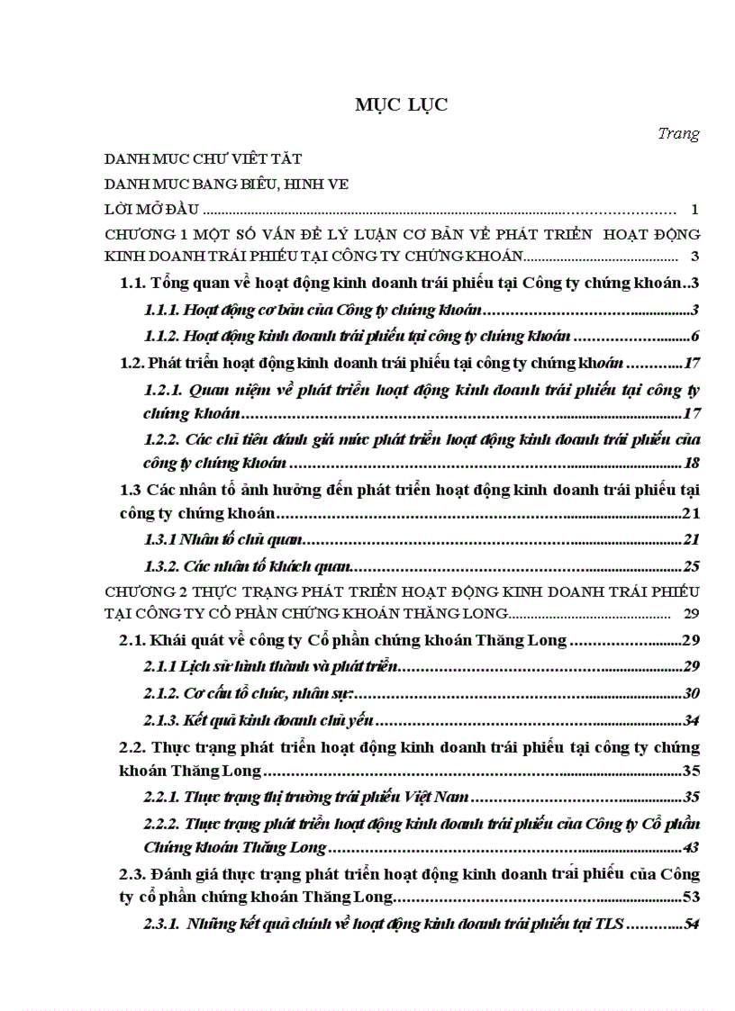 image for page Phát triển hoạt động kinh doanh trái phiếu tại Công ty cổ phần Chứng khoán Thăng Long 1