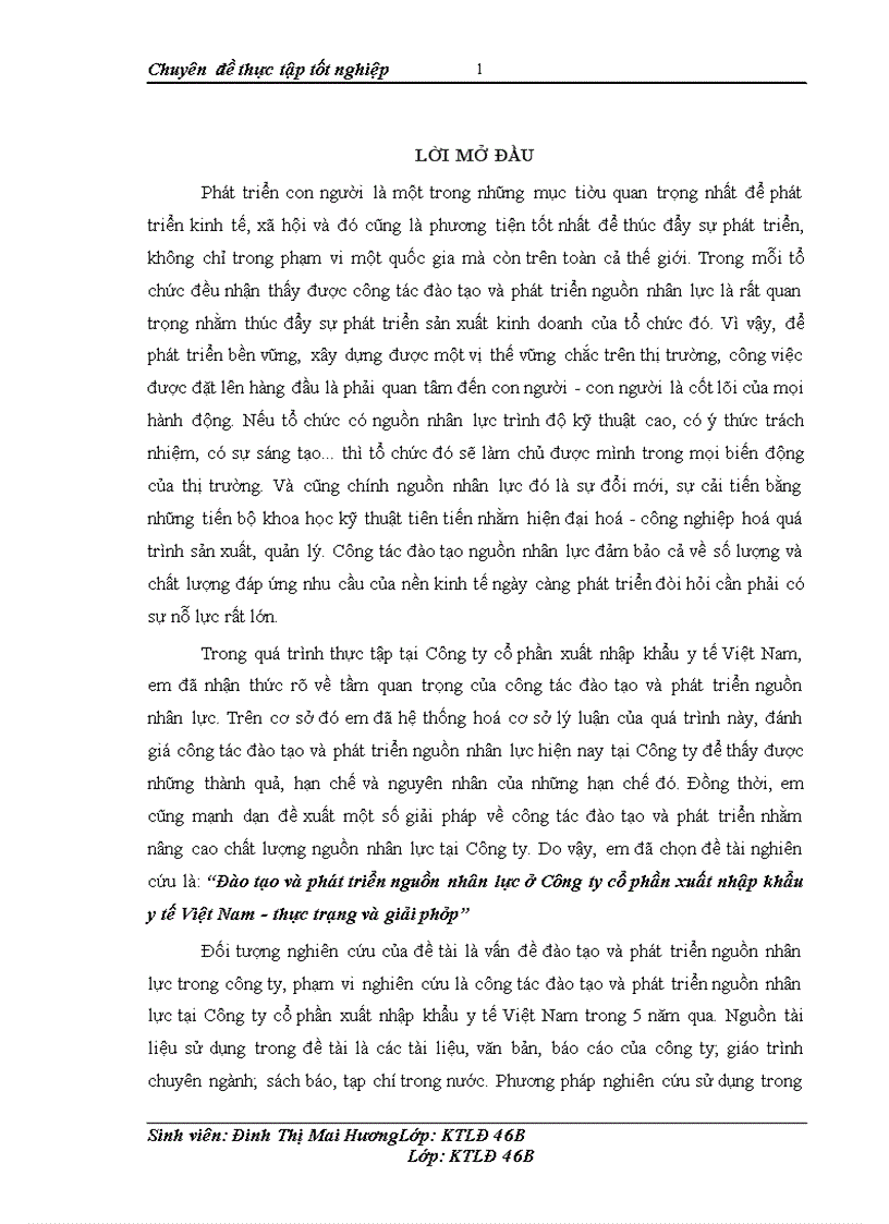 Đào tạo và phát triển nguồn nhân lực ở Công ty cổ phần xuất nhập khẩu y tế Việt Nam thực trạng và giải pháp 1