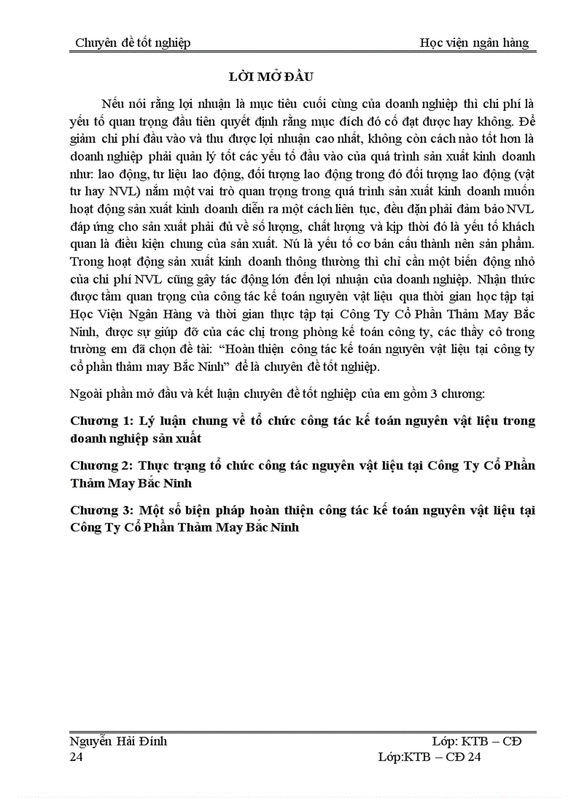 image for page Hoàn thiện công tác kế toán nguyên vật liệu tại công ty cổ phần thảm may Bắc Ninh 1