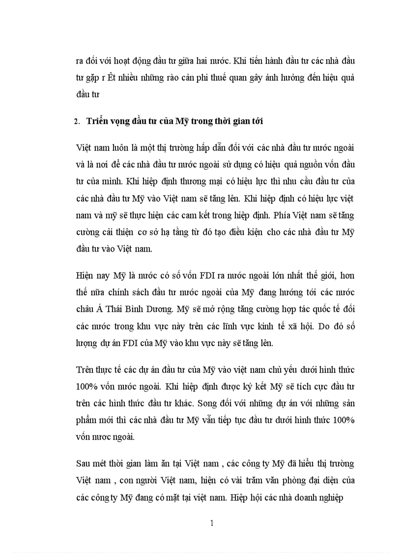 image for page Đánh giá triển vọng đầu tư trực tiếp nứơc ngoài của mỹ vào việt nam khi hiệp định có hiệu lực