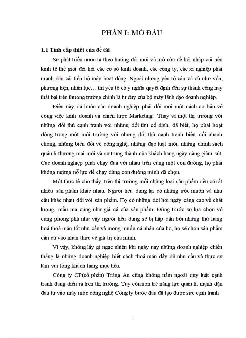 image for page Thực trạng và giải pháp cho hệ thống marketing của công ty Cổ phần Tràng An