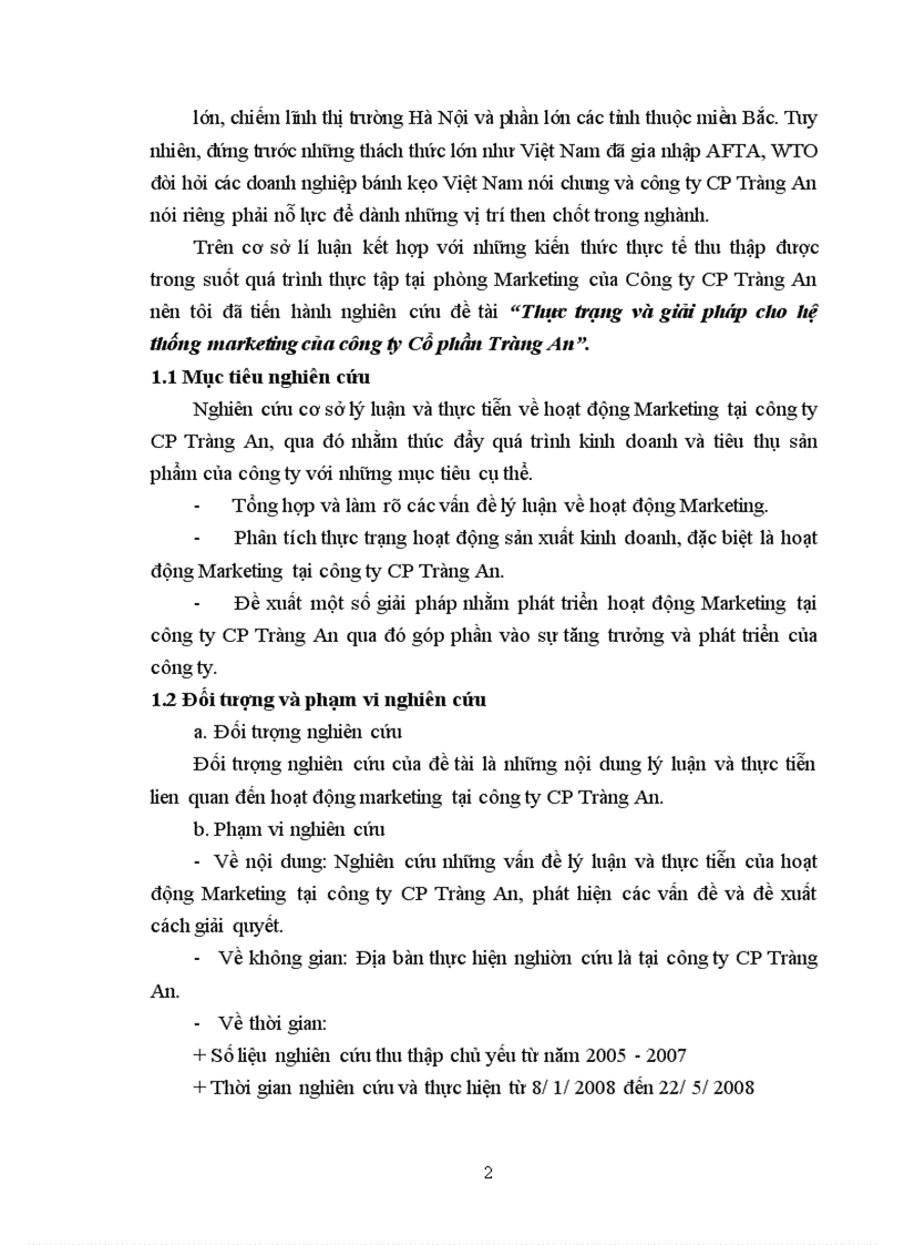 image for page Thực trạng và giải pháp cho hệ thống marketing của công ty Cổ phần Tràng An