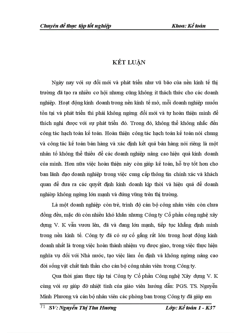 image for page Hoàn thiện kế toán bán hàng và xác định kết quả bán hàng tại Công ty Cổ phần Công nghệ Xây dựng V K 1
