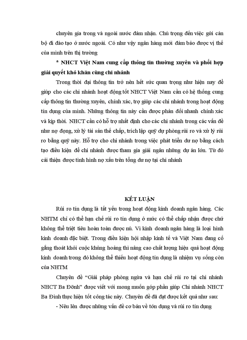 image for page Giải pháp phòng ngừa và hạn chế rủi ro tín dụng tại Chi nhánh NHCT Ba Đình