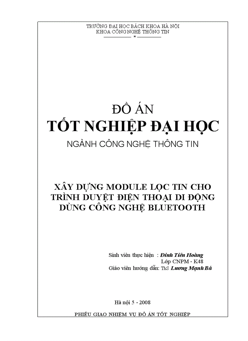 image for page Xây dựng module lọc tin cho trình duyệt ĐTDD dùng công nghệ Bluetooth