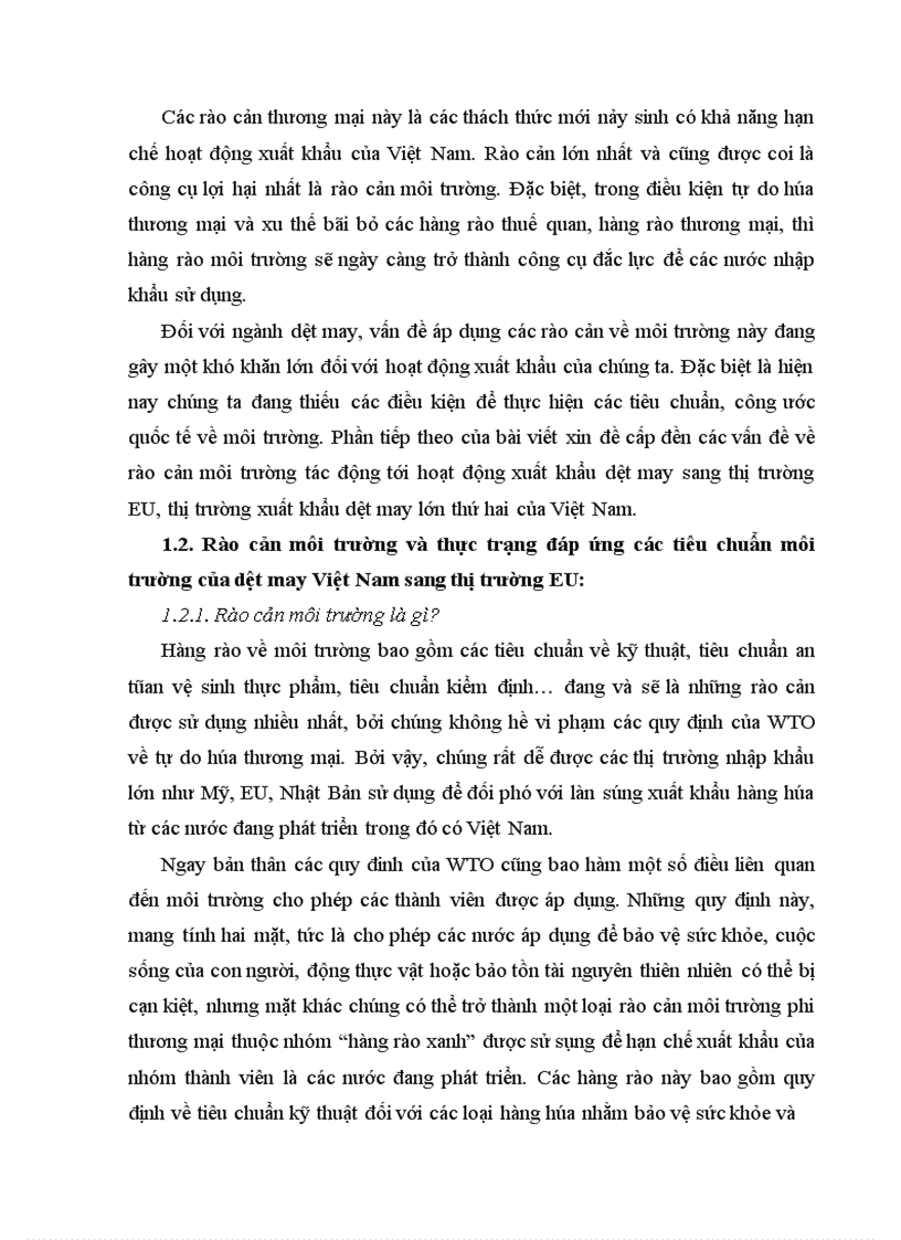 image for page Các rào cản môi trường đối với hàng dệt may xuất khẩu Việt Nam