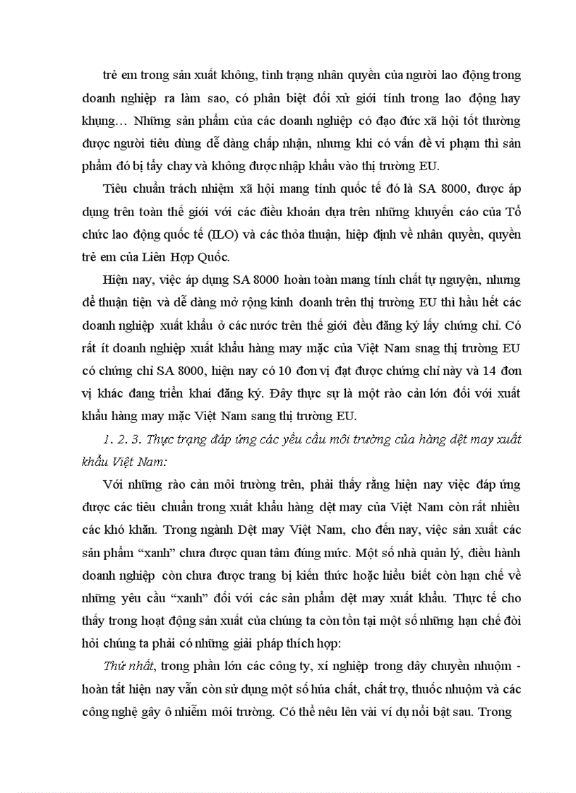 image for page Các rào cản môi trường đối với hàng dệt may xuất khẩu Việt Nam