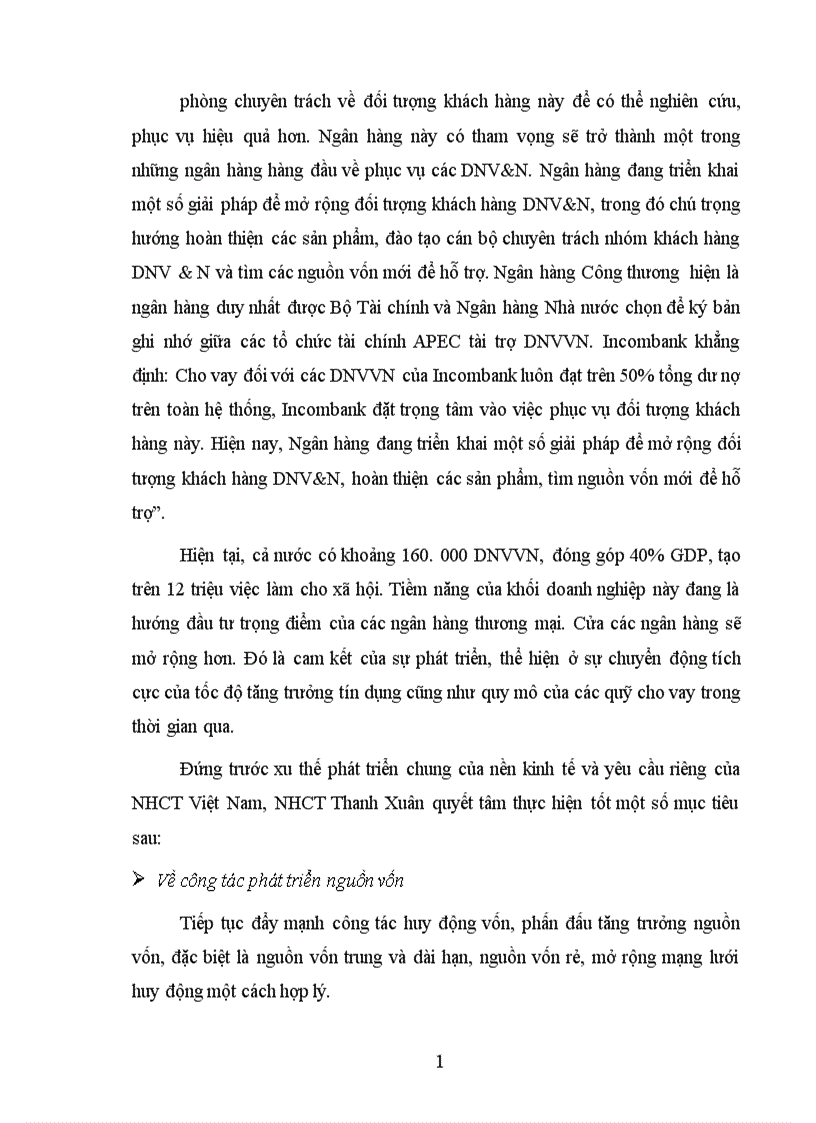image for page Nâng cao chất lượng tín dụng đối với doanh nghiệp vừa và nhỏ tại Ngân hàng Công thương Thanh Xuân 1