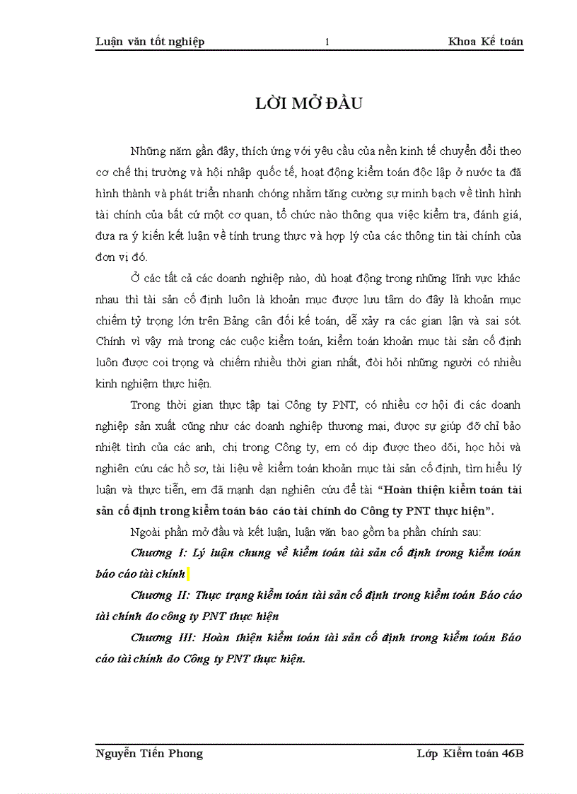 image for page Hoàn thiện kiểm toán tài sản cố định trong kiểm toán báo cáo tài chính do Công ty PNT thực hiện 1