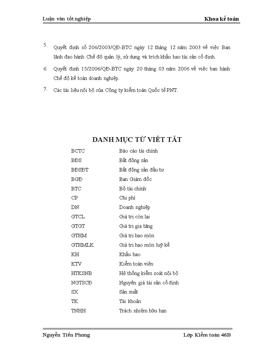 image for page Hoàn thiện kiểm toán tài sản cố định trong kiểm toán báo cáo tài chính do Công ty PNT thực hiện 1
