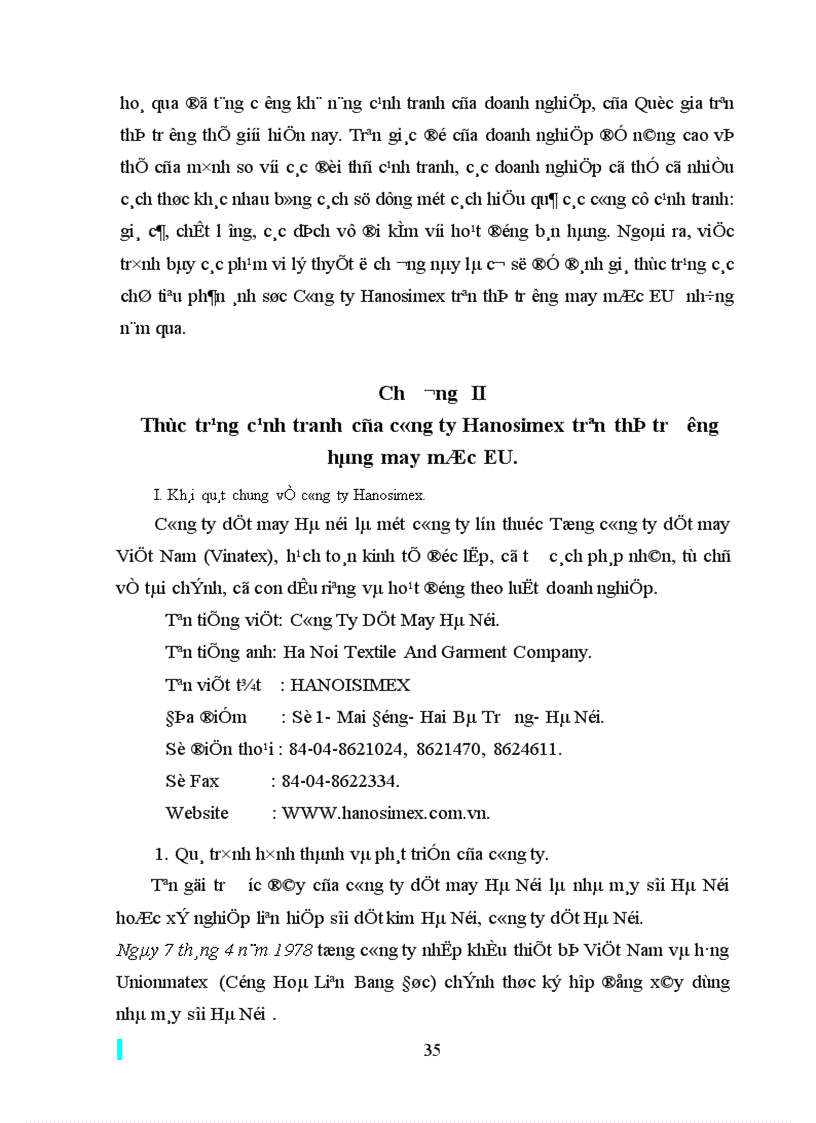 image for page Một số giải pháp nâng cao sức cạnh tranh hàng may mặc của công ty HANOSIMEX trên thị trường EU