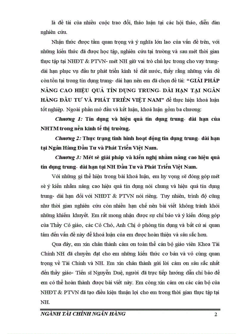 image for page Giải pháp nâng cao hiệu quả tín dụng trung dài hạn tại Ngân Hàng đầu tư và phát triển Việt Nam 1