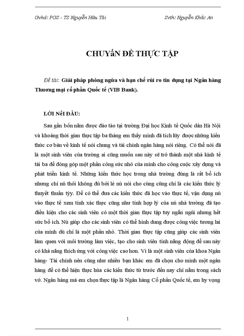 image for page Giải pháp phòng ngừa và hạn chế rủi ro tín dụng tại Ngân hàng Thương mại cổ phần Quốc tế VIB Bank 1