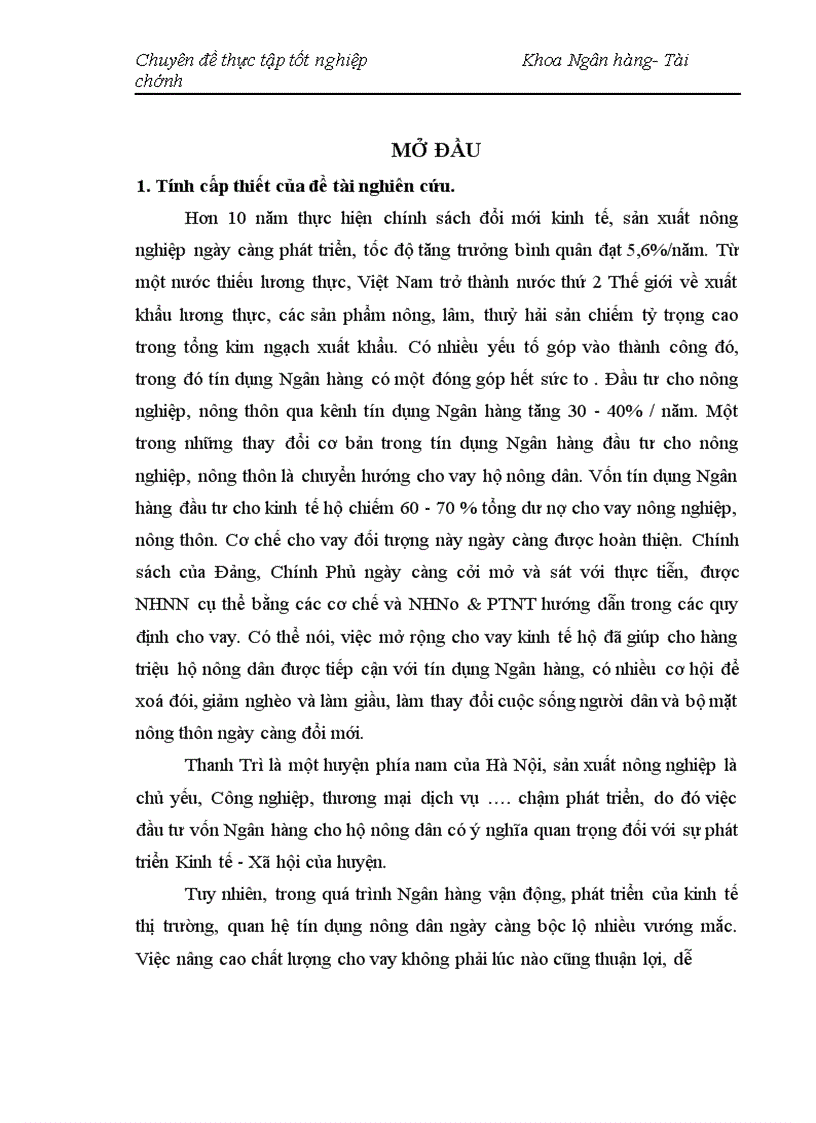 image for page Nâng cao chất lượng cho vay hộ sản xuất ở NHNo PTNT Thanh Trì Hà Nội 1