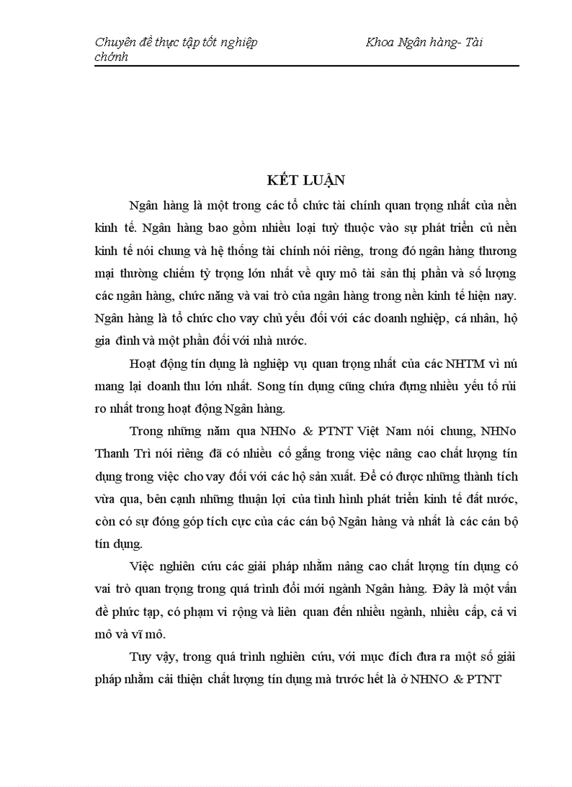 image for page Nâng cao chất lượng cho vay hộ sản xuất ở NHNo PTNT Thanh Trì Hà Nội 1