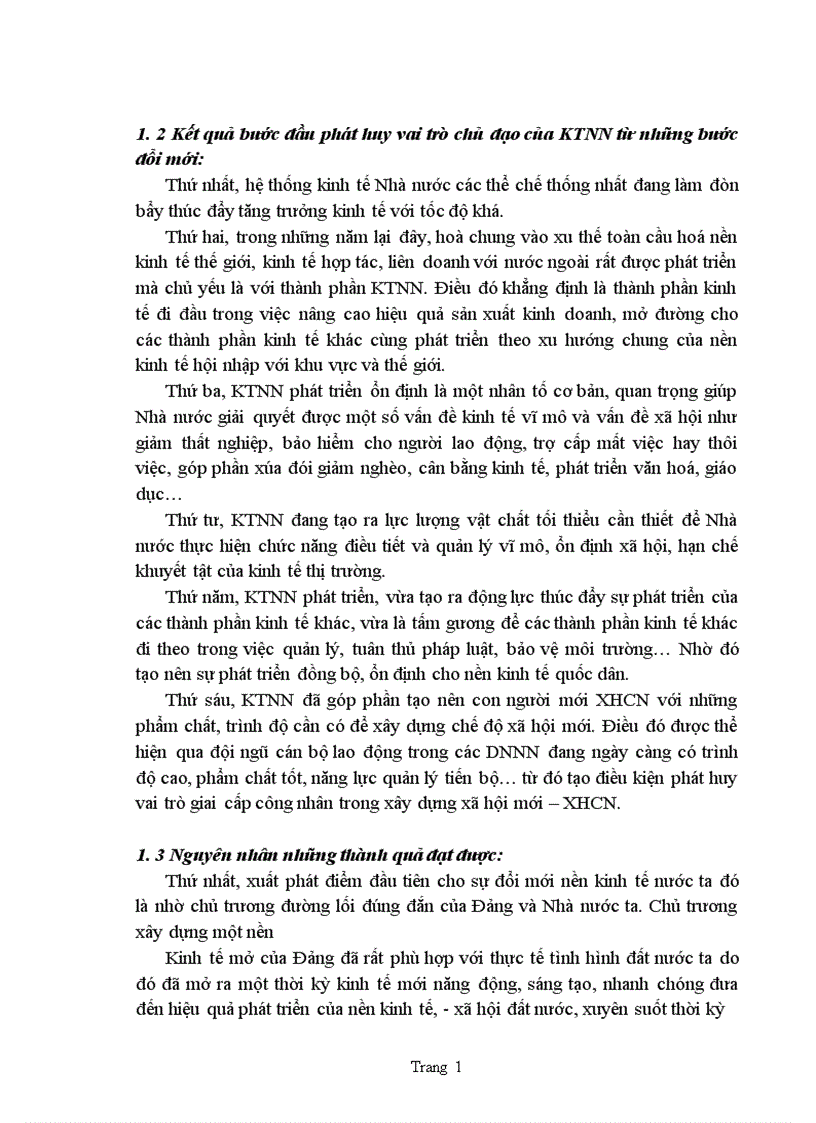 image for page Thực trạng về vấn đề đưa KTNN giữ vai trò chủ đạo trong nền kinh tế ở nước ta hiện nay đã đạt được thành quả gì và còn những tồn tại yếu kém nào cần khắc phục nguyên nhân của thực đó 1